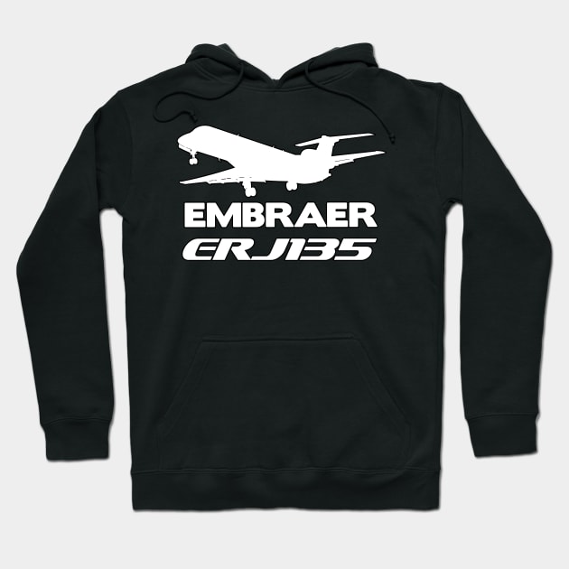 Embraer ERJ135 Silhouette Print (White) Hoodie by TheArtofFlying